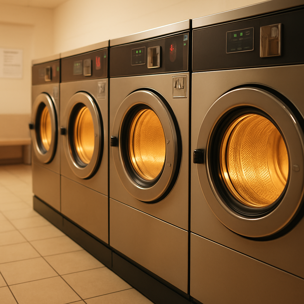 Inside West Wollongong Laundry — coin-operated washing machines